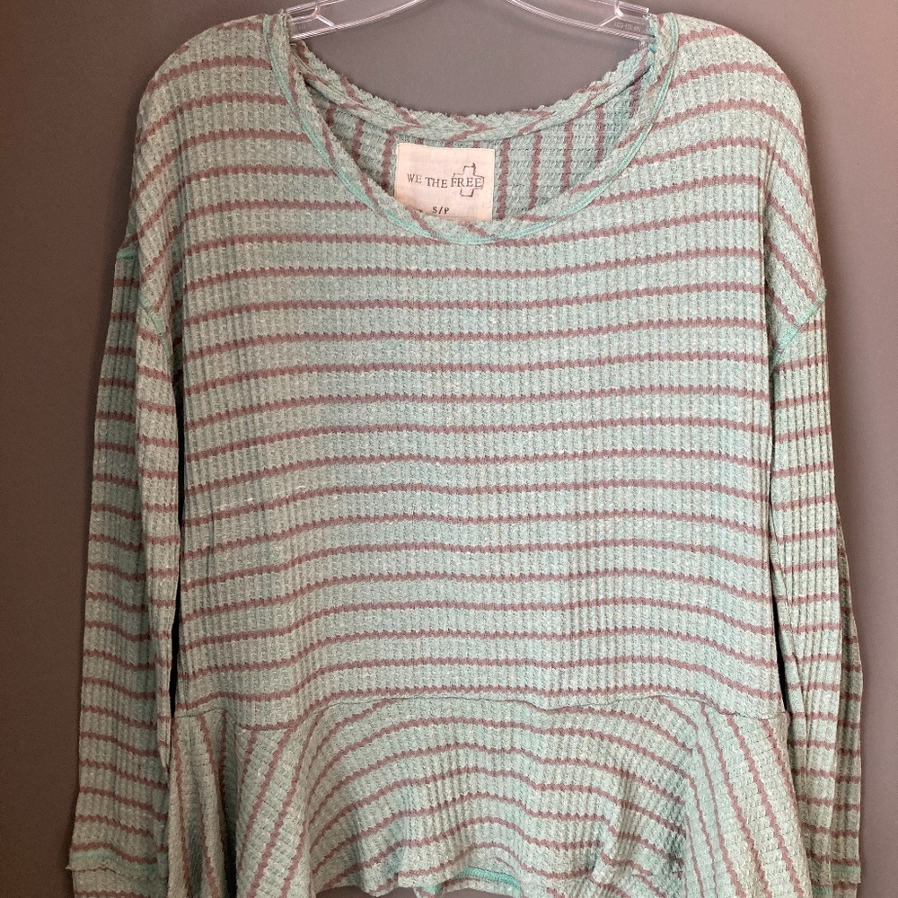 Free People Striped Peplum Waffle Thermal
